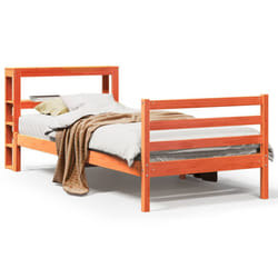 vidaXL Bed Frame with Headboard Solid Wood Pine - wax brown, 100 x 200 cm