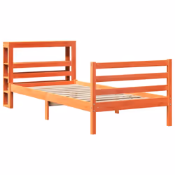 vidaXL Bed Frame with Headboard Solid Wood Pine - wax brown, 100 x 200 cm