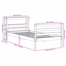 vidaXL Bed Frame with Headboard Solid Wood Pine - wax brown, 100 x 200 cm