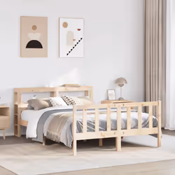 vidaXL Bed Frame with Headboard Bed 120x190 cm Small Double Solid Wood Pine