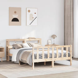 vidaXL Bed Frame with Headboard Bed 120x190 cm Small Double Solid Wood Pine