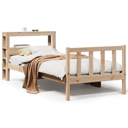vidaXL Bed Frame with Headboard Bed Base Bedstead Wax Brown Solid Wood Pine - natural, 100 x 200 cm