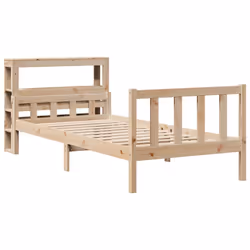 vidaXL Bed Frame with Headboard Bed Base Bedstead Wax Brown Solid Wood Pine - natural, 100 x 200 cm