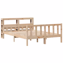 vidaXL Bed Frame with Headboard Bed Base Bedstead Wax Brown Solid Wood Pine - natural, 160 x 200 cm - Additional view 2