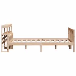 vidaXL Bed Frame with Headboard Bed Base Bedstead Wax Brown Solid Wood Pine - natural, 160 x 200 cm - Additional view 4