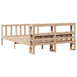 vidaXL Bed Frame with Headboard Bed Base Bedstead Wax Brown Solid Wood Pine - natural, 160 x 200 cm - Additional view 5
