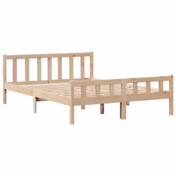 vidaXL Bed Frame with Headboard Bed Base Bedstead Wax Brown Solid Wood Pine - natural, 160 x 200 cm - Additional view 6