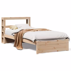 vidaXL Bed Frame with Headboard Bed 75x190 cm Small Single Solid Wood Pine