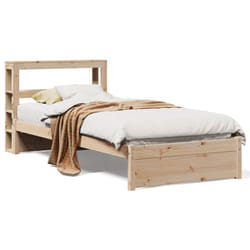 vidaXL Bed Frame with Headboard Bed 75x190 cm Small Single Solid Wood Pine