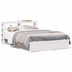 vidaXL Bed Frame with Headboard Bed Base White 140x190 cm Solid Wood Pine
