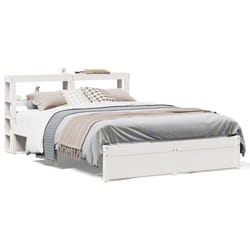 vidaXL Bed Frame with Headboard Bed Base White 140x200 cm Solid Wood Pine