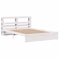 vidaXL Bed Frame with Headboard Bed Base White 140x200 cm Solid Wood Pine