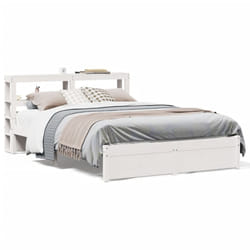 vidaXL Bed Frame with Headboard White 150x200 cm King Size Solid Wood Pine