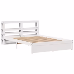 vidaXL Bed Frame with Headboard Bed Base White 160x200 cm Solid Wood Pine