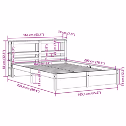 vidaXL Bed Frame with Headboard Bed Base White 160x200 cm Solid Wood Pine