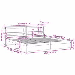 vidaXL Bed Frame with Headboard Bed 180x200 cm Super King Solid Wood Pine