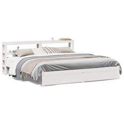 vidaXL Bed Frame with Headboard White 180x200 cm Super King Solid Wood Pine