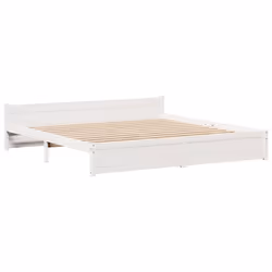 vidaXL Bed Frame with Headboard White 180x200 cm Super King Solid Wood Pine - Additional view 4