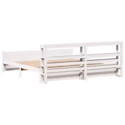 vidaXL Bed Frame with Headboard White 180x200 cm Super King Solid Wood Pine - Additional view 7
