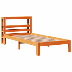 vidaXL Bed Frame with Headboard Wax Solid Wood Pine - wax brown, 75 x 190 cm