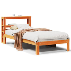 vidaXL Bed Frame with Headboard Wax Solid Wood Pine - wax brown, 90 x 190 cm
