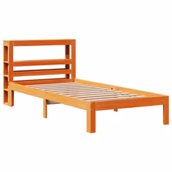 vidaXL Bed Frame with Headboard Wax Solid Wood Pine - wax brown, 90 x 190 cm