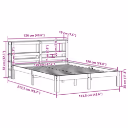 vidaXL Bed Frame with Headboard Wax Solid Wood Pine - wax brown, 120 x 190 cm