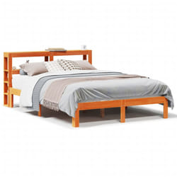 vidaXL Bed Frame with Headboard Wax Solid Wood Pine - wax brown, 140 x 190 cm
