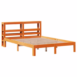 vidaXL Bed Frame with Headboard Wax Solid Wood Pine - wax brown, 140 x 190 cm