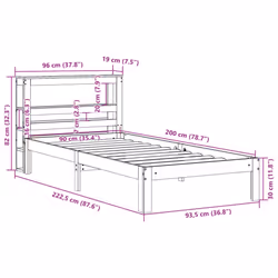 vidaXL Bed Frame with Headboard Wax Solid Wood Pine - wax brown, 90 x 200 cm