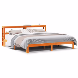 vidaXL Bed Frame with Headboard Wax Solid Wood Pine - wax brown, 180 x 200 cm