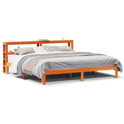 vidaXL Bed Frame with Headboard Wax Solid Wood Pine - wax brown, 180 x 200 cm