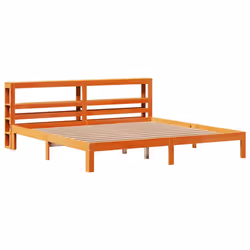 vidaXL Bed Frame with Headboard Wax Solid Wood Pine - wax brown, 180 x 200 cm