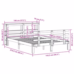 vidaXL Bed Frame with Headboard Bed Base White 140x190 cm Solid Wood Pine