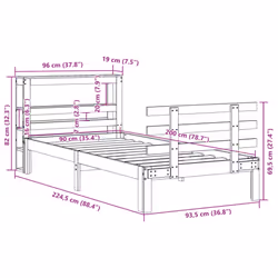 vidaXL Bed Frame with Headboard Bed Base Bedstead 90x200 cm Solid Wood Pine - Additional view 10