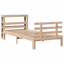 vidaXL Bed Frame with Headboard Bed Base Bedstead 90x200 cm Solid Wood Pine - Additional view 2