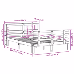 vidaXL Bed Frame with Headboard Bed Base Bedstead 160x200 cm Solid Wood Pine - Additional view 10