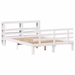 vidaXL Bed Frame with Headboard Bed Base White 160x200 cm Solid Wood Pine