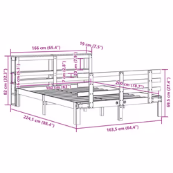 vidaXL Bed Frame with Headboard Bed Base White 160x200 cm Solid Wood Pine