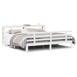 vidaXL Bed Frame with Headboard White 180x200 cm Super King Solid Wood Pine