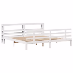 vidaXL Bed Frame with Headboard White 180x200 cm Super King Solid Wood Pine