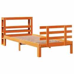 vidaXL Bed Frame & Headboard Wax Brown 75x190 cm Small Single Solid Wood Pine