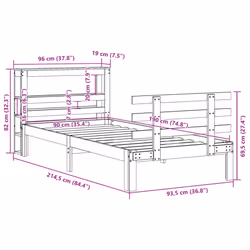 vidaXL Bed Frame with Headboard Wax Brown 90x190 cm Single Solid Wood Pine