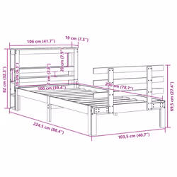 vidaXL Bed Frame with Headboard Bed Base Wax Brown 100x200 cm Solid Wood Pine - Additional view 10