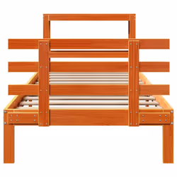 vidaXL Bed Frame with Headboard Bed Base Wax Brown 100x200 cm Solid Wood Pine - Additional view 4
