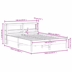 vidaXL Bed Frame with Headboard Bed Base Bedstead 140x200 cm Solid Wood Pine