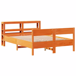 vidaXL Bed Frame with Headboard Bed Base Wax Brown 140x190 cm Solid Wood Pine