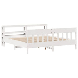 vidaXL Bed Frame with Headboard White 180x200 cm Super King Solid Wood Pine