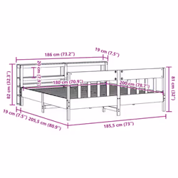 vidaXL Bed Frame with Headboard White 180x200 cm Super King Solid Wood Pine