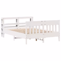 vidaXL Bed Frame with Headboard White 150x200 cm King Size Solid Wood Pine